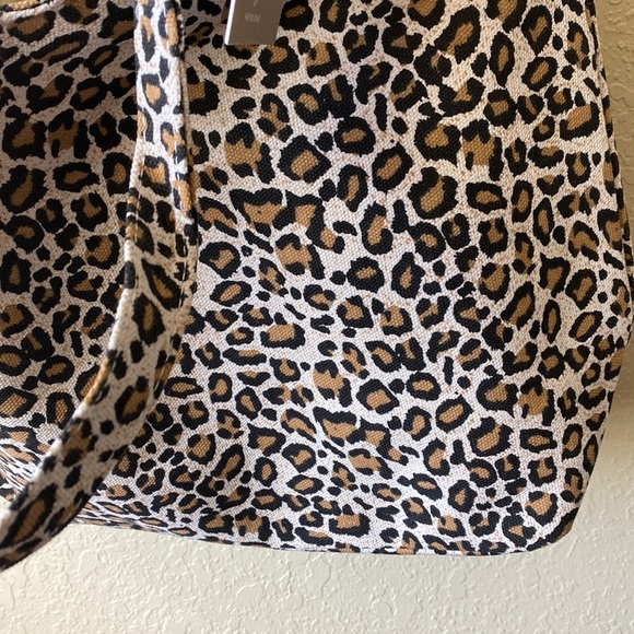 Black and Brown Canvas Leopard Print Tote Bag - Picture 11 of 14